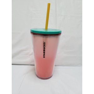 Starbucks Summer Frosted Watermelon 16 Oz Red Tumbler Cold Cup with Straw